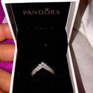 Pandora ring (size:5.5 or 6) silver w/diamonds.